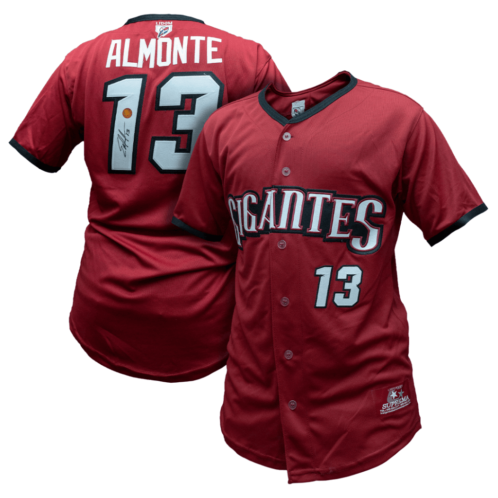 Erick Almonte Authentic Gigantes del Cibao Wine Jersey Autographed