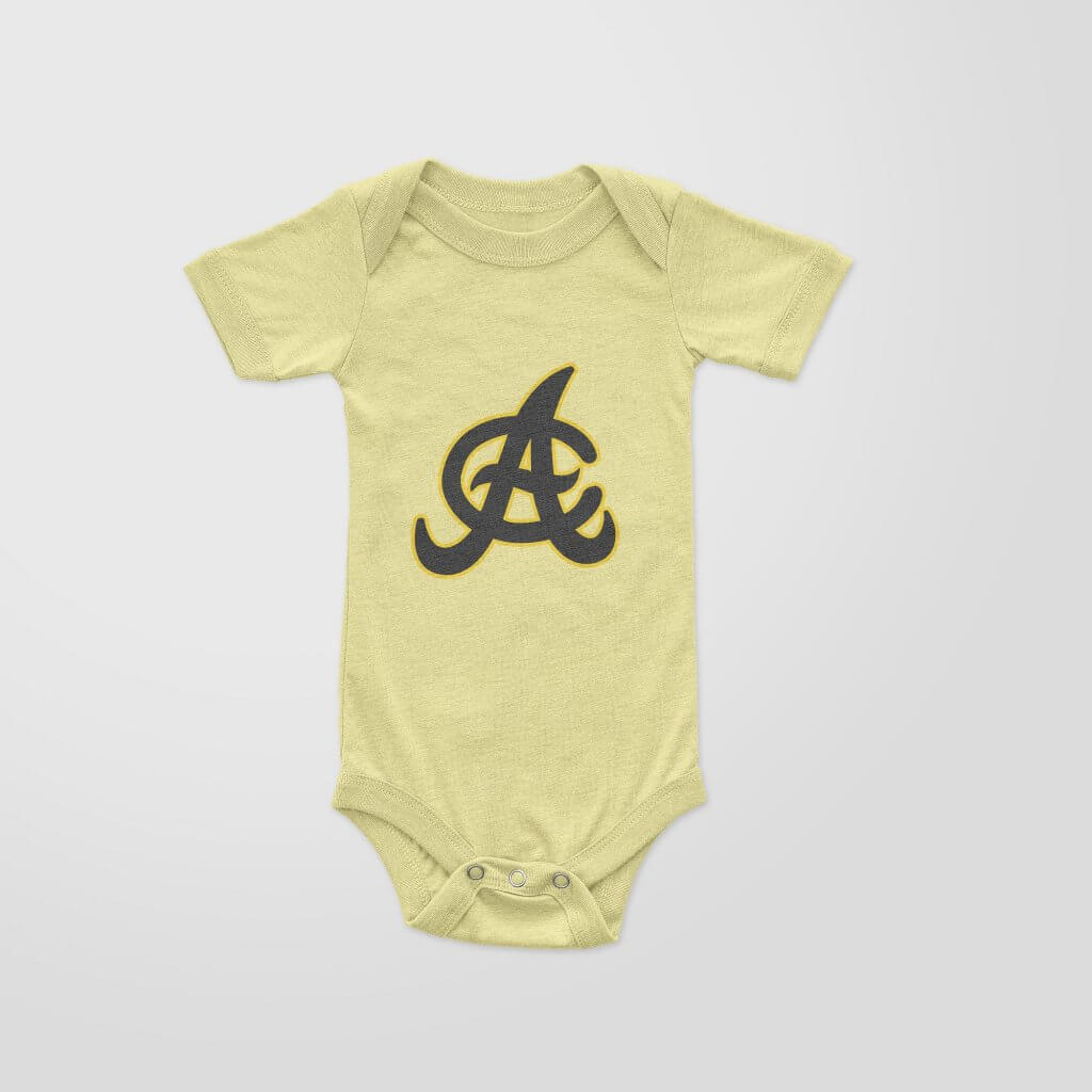 Aguilas Cibaeñas - "AC" (Black) Baby Onesie - Yellow/Amarillo