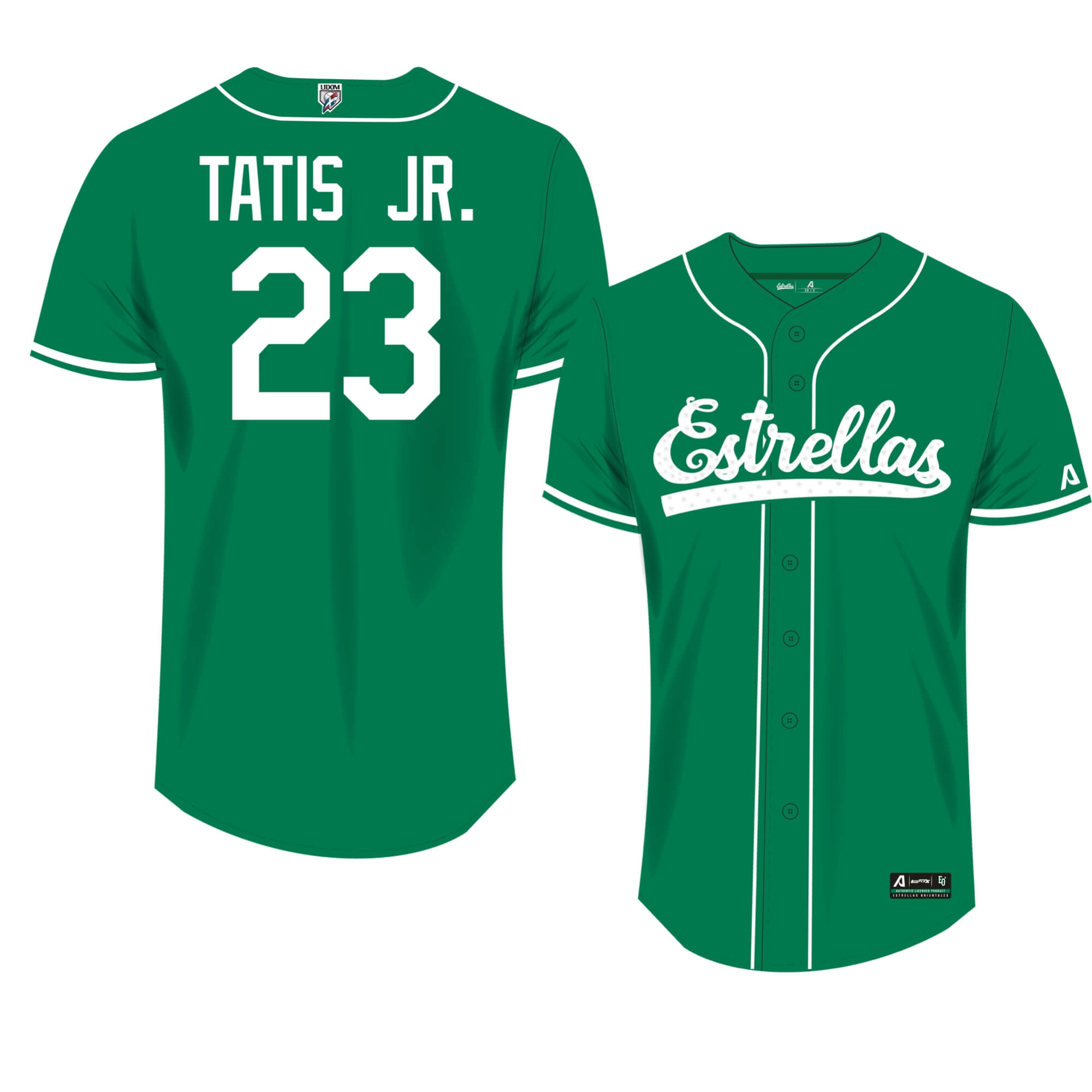 Men's Estrellas Orientales Tatis Jr #23 Replica Player Jersey Green Arrieta