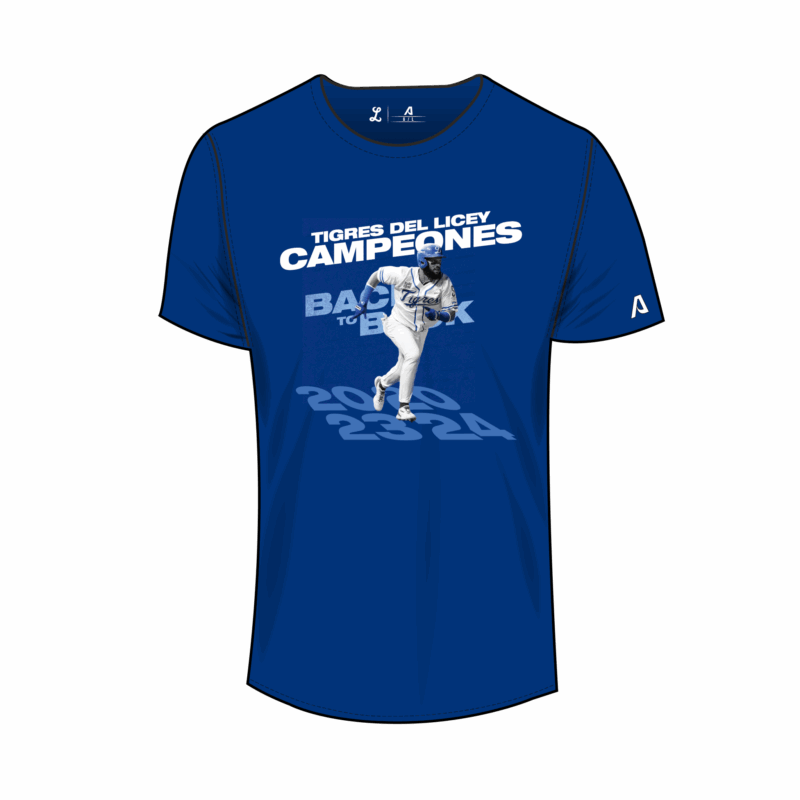 Tigres del Licey Back to Back Champions Men's T-Shirt, featuring Emilio Bonifacio "El Capi"