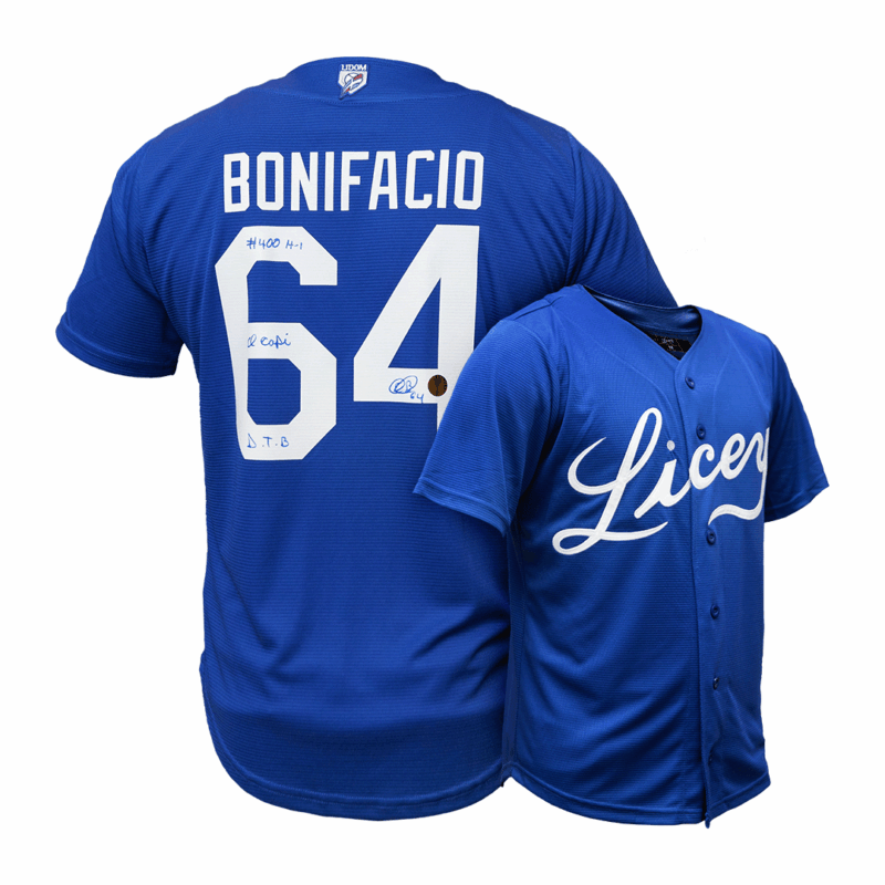 Emilio Bonifacio Authentic Tigres del Licey Retro Blue Jersey Autographed Arrieta