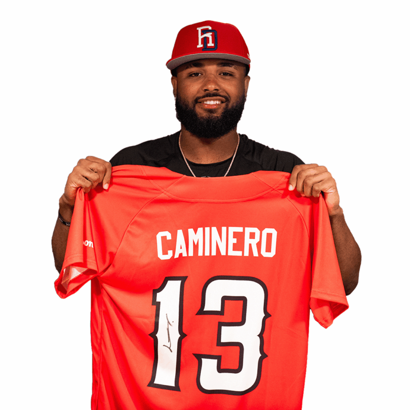 Junior Caminero Red Jersey Autographed Leones del Escogido